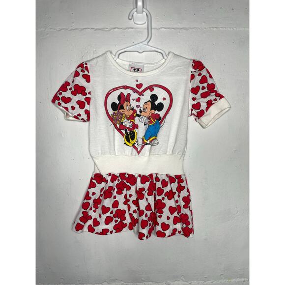 Vintage Disney Mickey Minnie Mouse Love Hearts Dress Tunic 2T - Picture 1 of 8